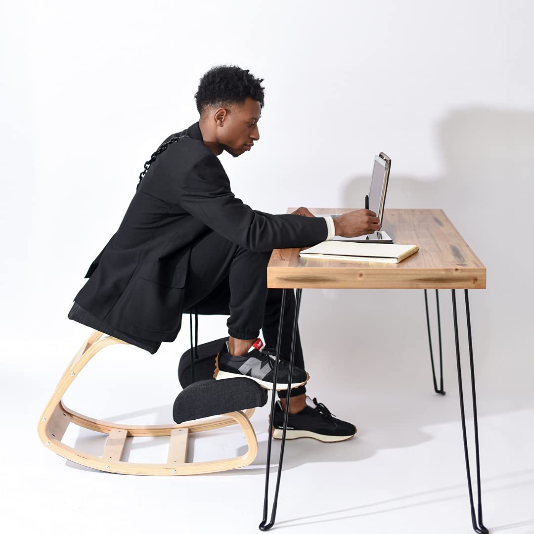 Sleekform Folding Wood Table Desk and Ergonomic Kneeling Chair