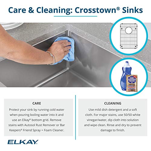 Elkay Crosstown EFRU311610T 33" - 10" Depth Single Bowl Undermount Stainless Steel Kitchen Sink, Polished Satin