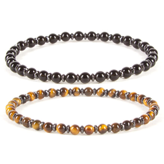 Cherry Tree Collection - Small, Medium, Large Sizes - Gemstone Beaded Bracelets For Women and Men - 4mm Round Beads (Protection Set - Small)