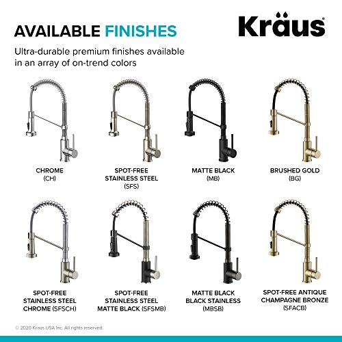 KRAUS Bolden Commercial Style 2-Function Single Handle Pull Down Kitchen Faucet in Spot-Free Antique Champagne Bronze, KPF-1610SFACB
