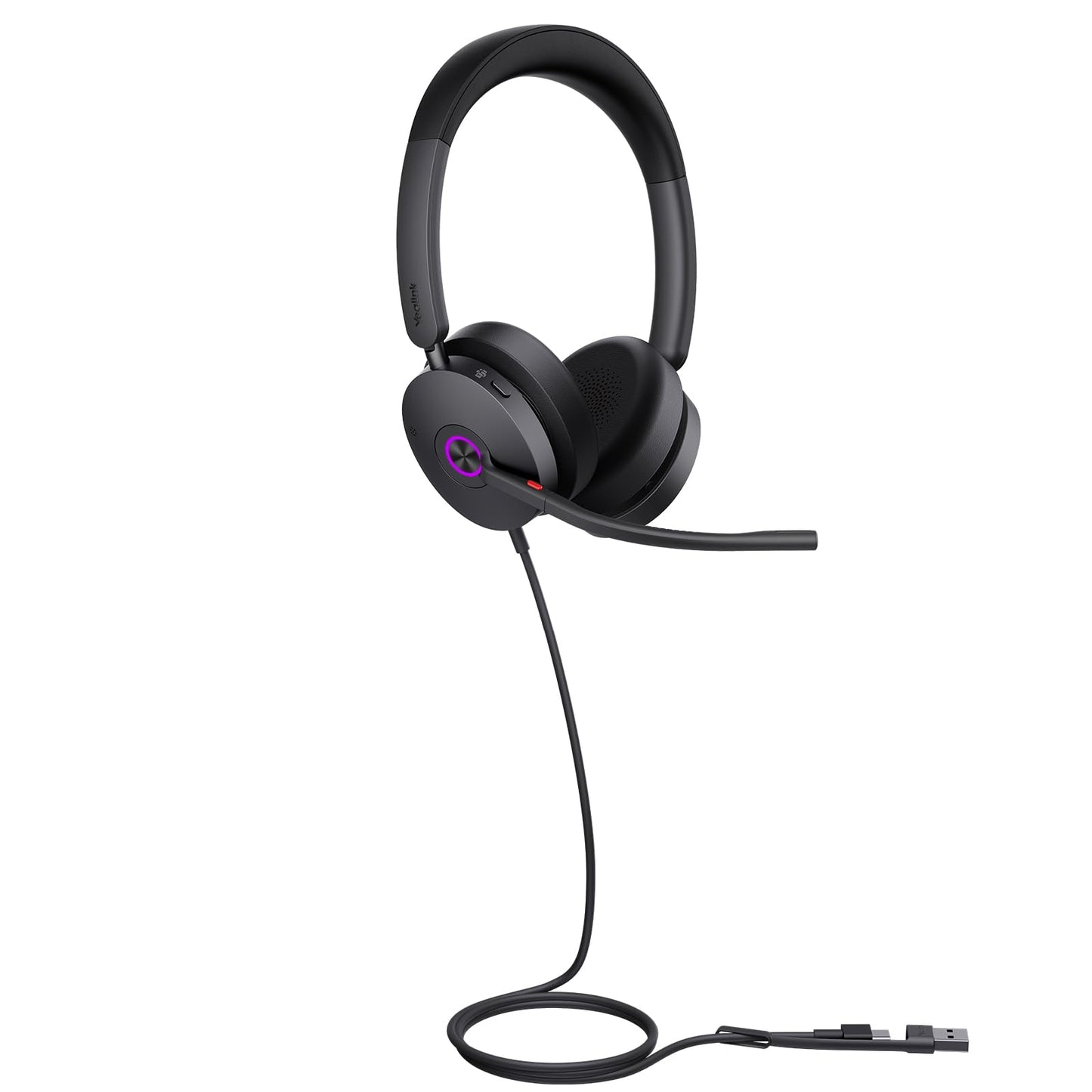 Yealink UH48 ANC Wired Headset with Microphone, Active Noise Cancelling USB Headphones for PC, MS Teams Certified Works with All Other Call Platforms, All Day Comfort, Mute Button