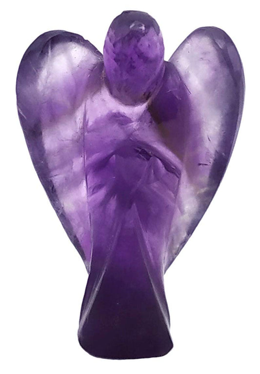 Amethyst Crystal Guardian Angel Figurines Ornament for Healing Birthstone, Decoration Statue (Hand Carved Pocket Gemstone Angel) (1.5 inch)
