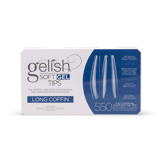 Gelish Soft Gel™ Tips - 550 Count Professional Quality Press on Nails Extension for Strong, Long-Lasting Manicures – Easy Application, Natural Look, Pre-shaped False Nail (Long Coffin)