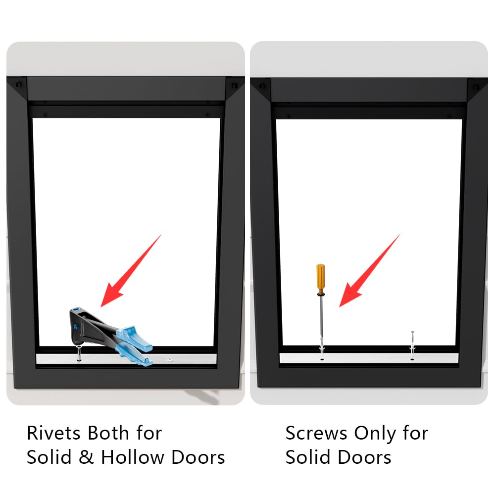 [MAVRICPOWER] Aluminum Medium Dog Door for Door, Doggie Door with 2 Sliding Lock Panels for Exterme Weahter, Pet Door for Small Dogs Up to 30 lbs