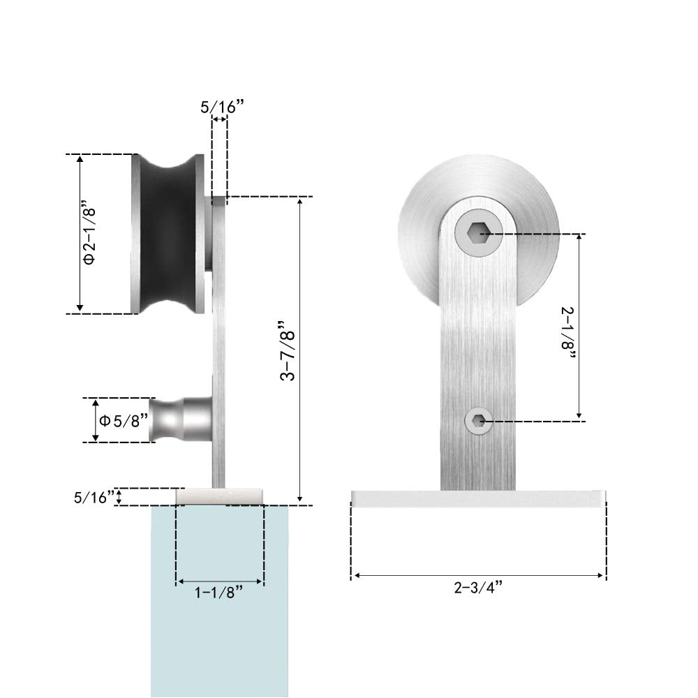 HAHAEMAIL 6.6FT Top Mount Stainless Steel Sliding Barn Door Hardware Track Kit, Heavy Duty, Anti-Rust, Slide Smoothly Quietly Easy Instal 6.6FT Track Kit for 36"~40" Wide Single Door