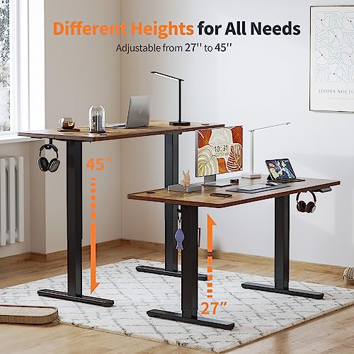 BANTI 48'' Electric Height Adjustable Standing Desk,Sit Stand up Desk,Ergonomic Sit-Stand Desk for Home Office,Rustic Brown Top