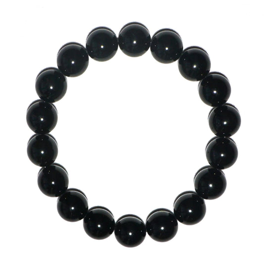 TaHLga 12mm Black Onyx Bracelet for Men Women | Round Beads | Natural Root Chakra Connection Stone | Strength & Protection | Fits for Large Size about 8" Wrist| Premium Gift Set