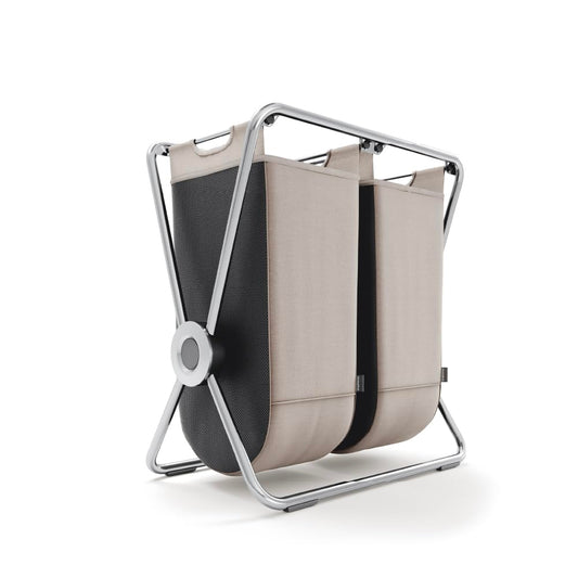 simplehuman X-Frame Hamper, Double Compartment Laundry Hamper for Bedroom Bathroom, Heavy-Gauge Steel Frame, Stain & Odor Resistant Machine Washable Bags, Easy Carry Steel Handles, Chrome