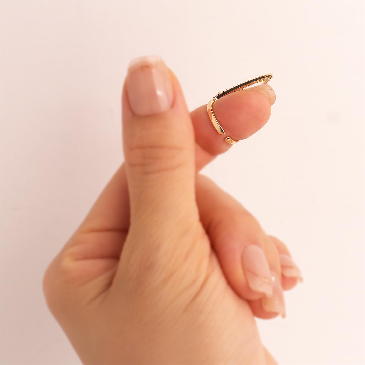 Jean Beau Finger Nail Flower Ring for Women Teen Art Rhinestones CZ Finger Cap Cover Tip Rings Gold Metal Nail Decoration Nail Protect Fashion Jewelry Gift