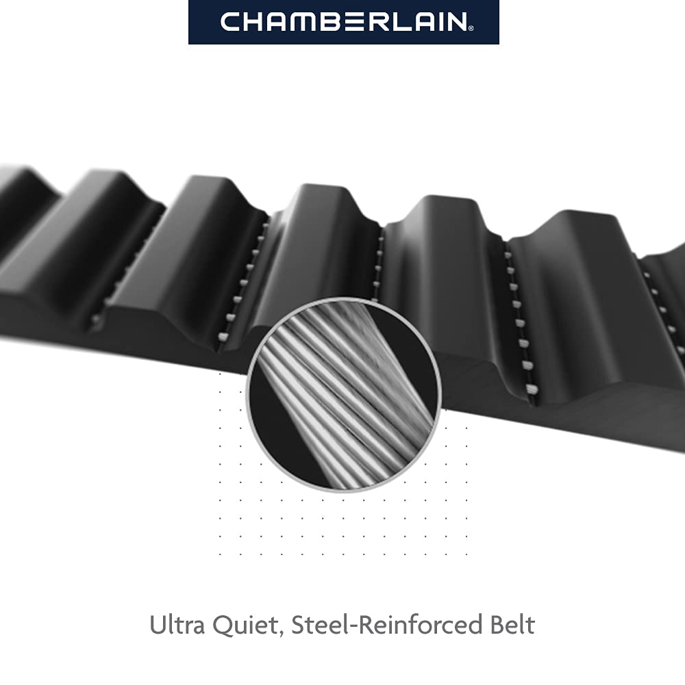 Chamberlain B6713T Smart Advanced Corner LED Lighting-myQ Smartphone Controlled-Ultra Quiet, Strong Belt Drive & MAX Lifting Power, Blue Garage Door Opener