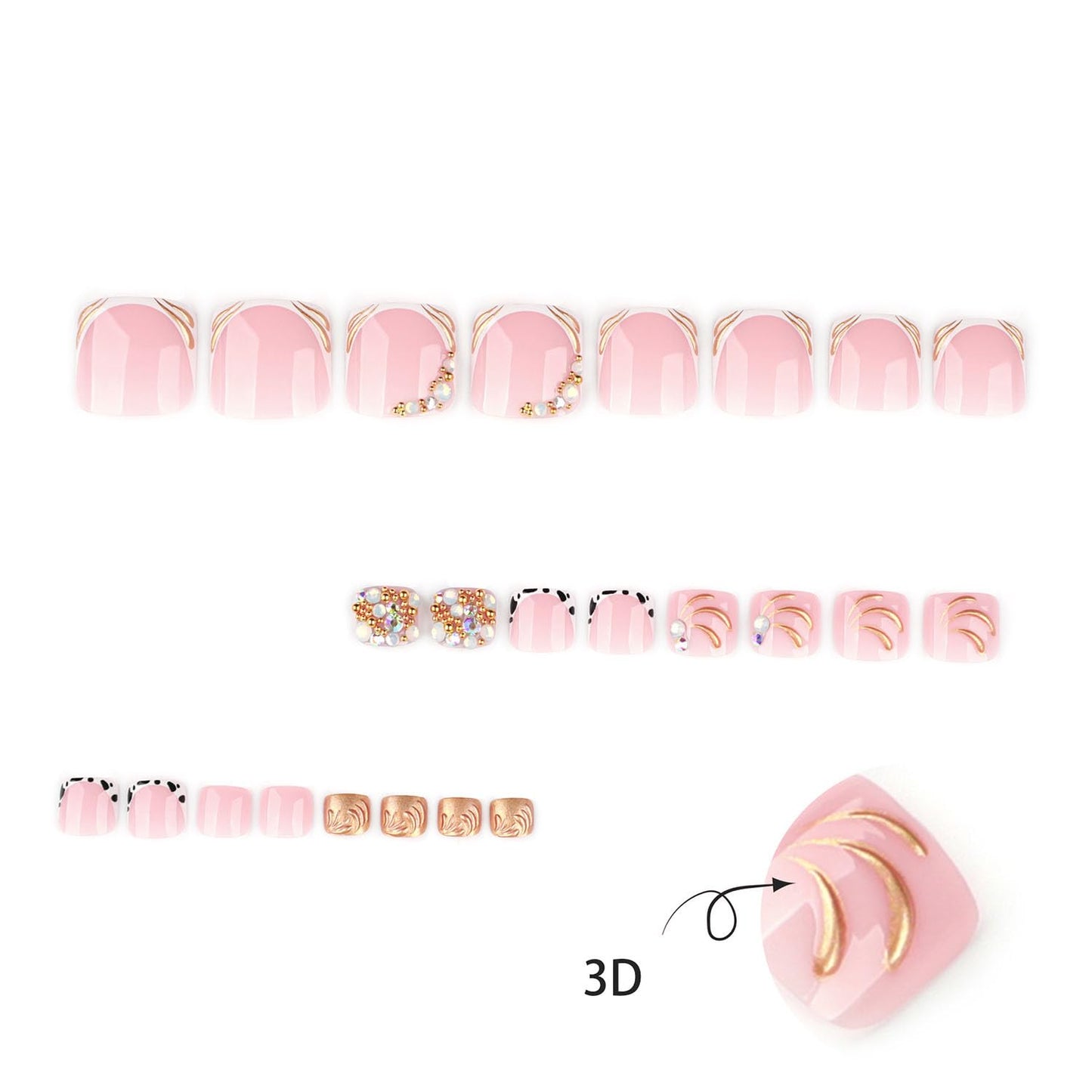 FIEONCIY Press on Toenails with Designs Acrylic Fake Nails for Toe Artificial False Nails with Charms Press on Toe Nails for Spring Summer Stick on Toenails for Women Girls(WSJ2512)