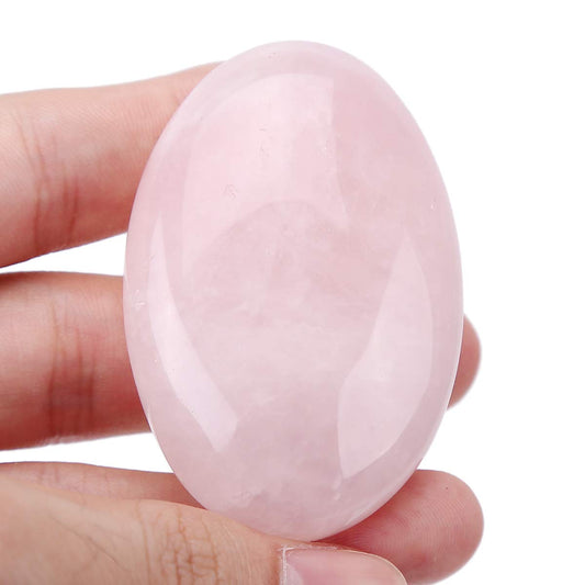 Loveliome Natural Rose Quartz Oval Polished Worry Stones, Healing Crystal Indoor Fountain Stones Massage Energy Anxiety Relief Items