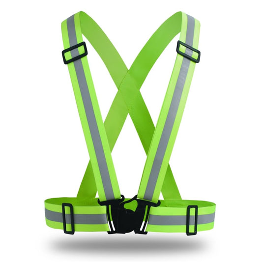 IDOU 1.5 IN Elastic High Visibility Reflective Safety Strap with 360° Silver Strips, Adjustable Hi Vis Night Running Vest for Cycling,Construction & Outdoor Activities (Yellow/XXL)