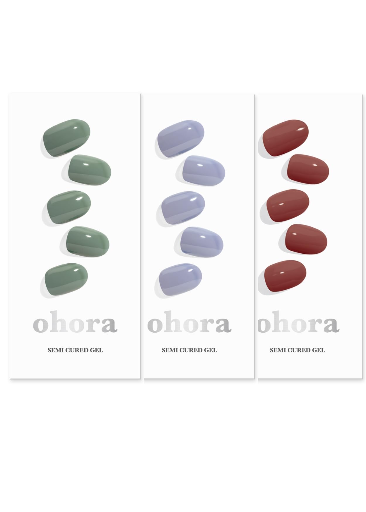 ohora Semi Cured Gel Nail Set of 3 (N Cream Leaf & N Cream Cloud & N Brick) - Professional Salon-Quality Nail Care