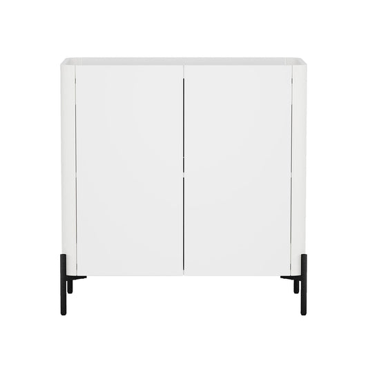 Manhattan Comfort Abbey Accent Cabinet with Doors, Tray Top Design and Adjustable Shelves, Sleek Modern Storage Furniture for Dining Area, Living Room Entryway, White