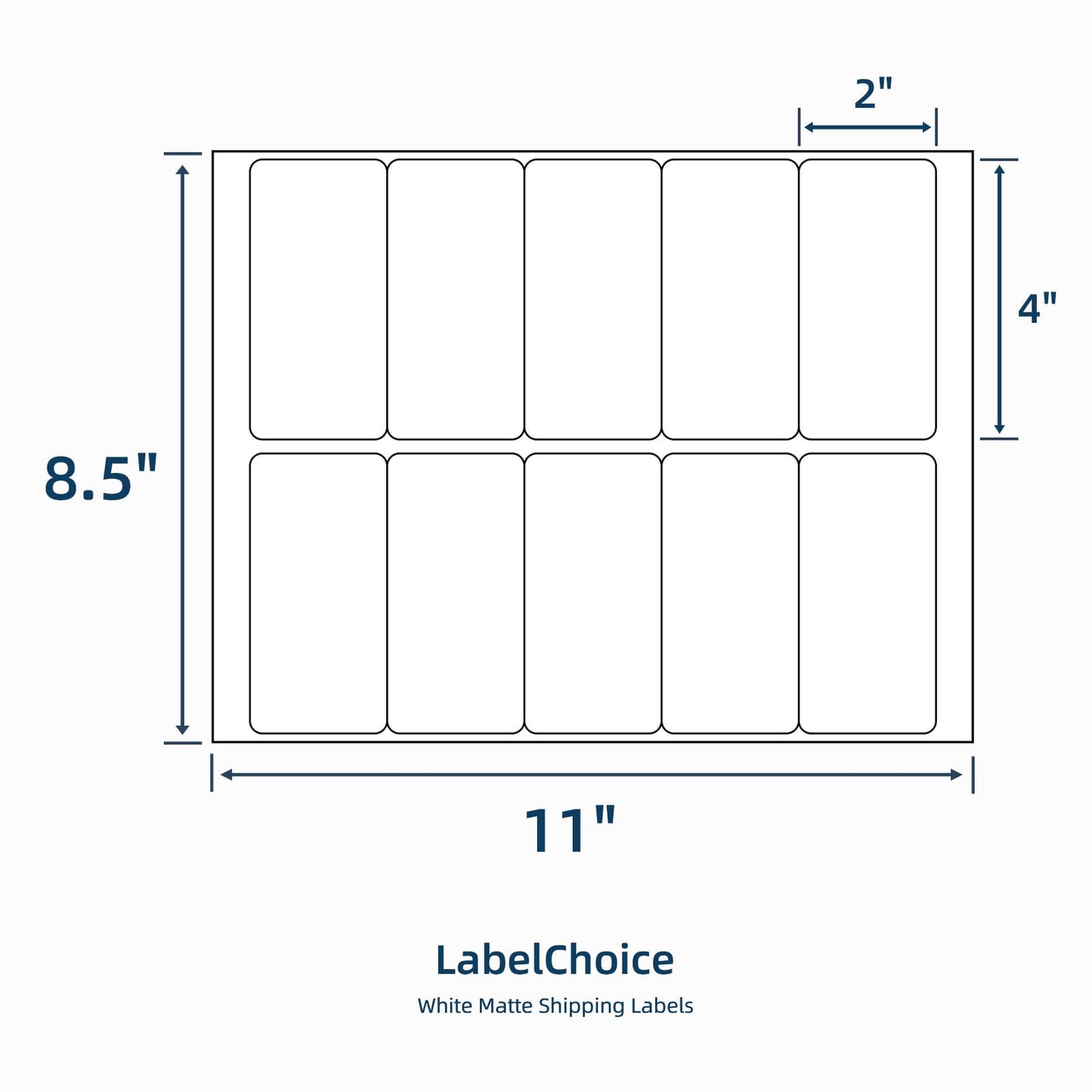 LabelChoice 100 Sheets 1000 Pcs 2”x4” 10 Up Shipping Address Labels Compatible with Laser and Inkjet Printers, 2x4 10 Per Page Strong Adhesive Internet Mailing Shipping Labels