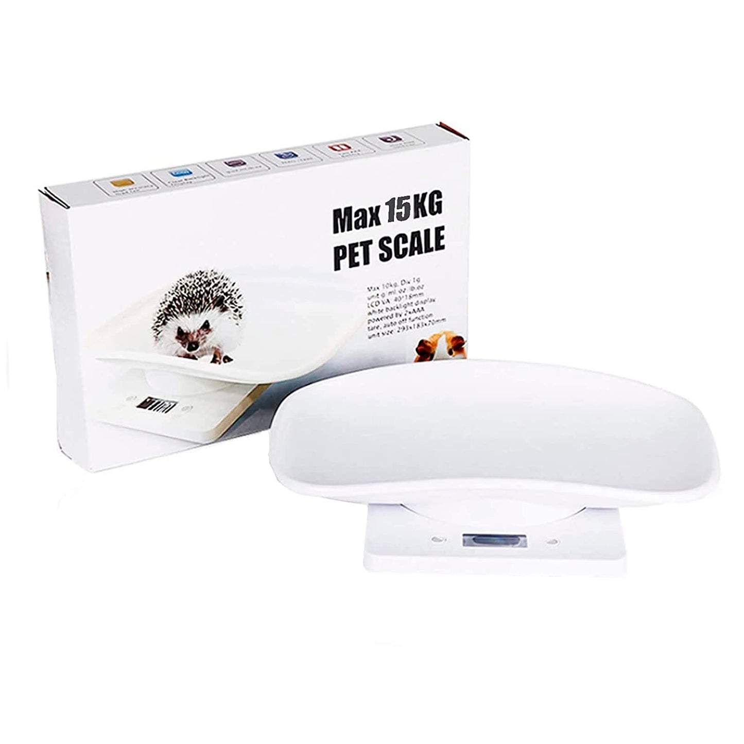 LFGKeng Newborn Kitten & Puppy Weight Scale, Multifunctional Digital Pet Scale, LCD Electronic Small Animal Food Scale, Weighing Max 33lbs, Tray Size 12" x 8", Not for Adult Cats/Dogs (White)