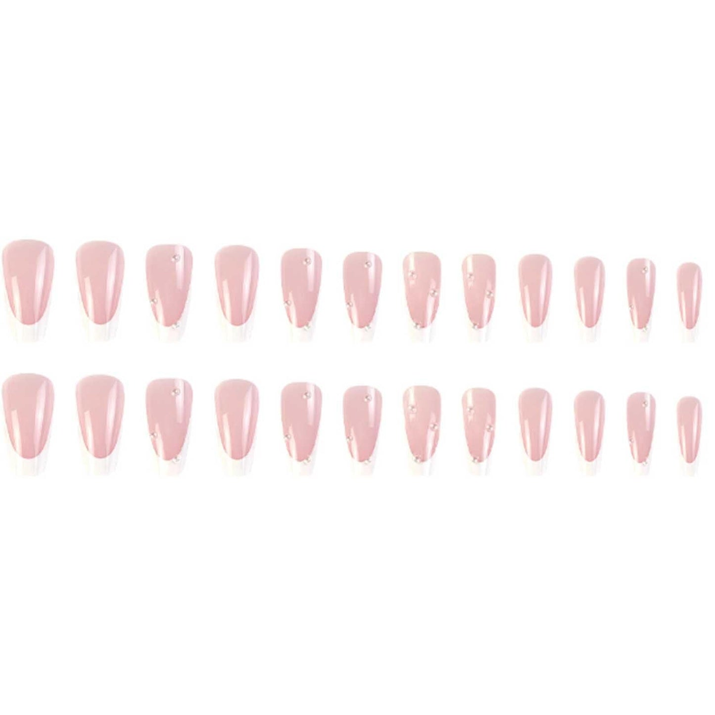 Gifiky White French False Nails Long Coffin Press on Nails Cute Pearls Nails Tips Acrylic Ballerina Fake Nails for Women and Girls 24Pcs