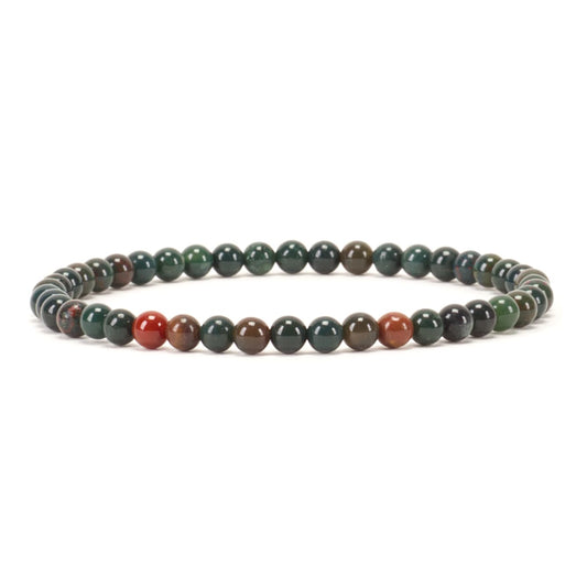 Cherry Tree Collection - Small, Medium, Large Sizes - Gemstone Beaded Bracelets For Women and Men - 4mm Round Beads (Bloodstone, Small)