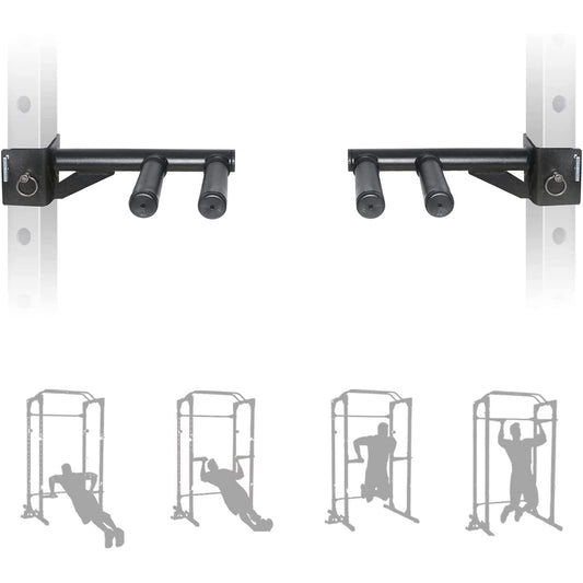 SYL Fitness Dip Bar Attachments for 2" x 2" or 3" x 3" Power Rack - Narrow & Wide Dips Double Handles (Patent Pending) (For 3" x 3" Rack)
