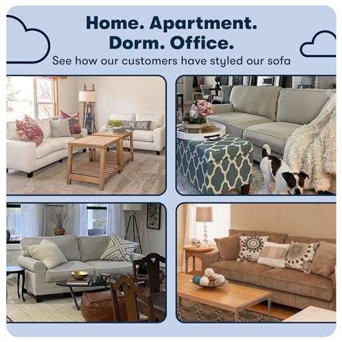 Serta Palisades 61" Track Arm Sofa, Easy Care Polyester, Soft Pillow Back, Pocket Coil Seat Cushions, Removable Covers, Loveseat or Couch for Small Spaces, Living Rooms or Bedrooms, Gray
