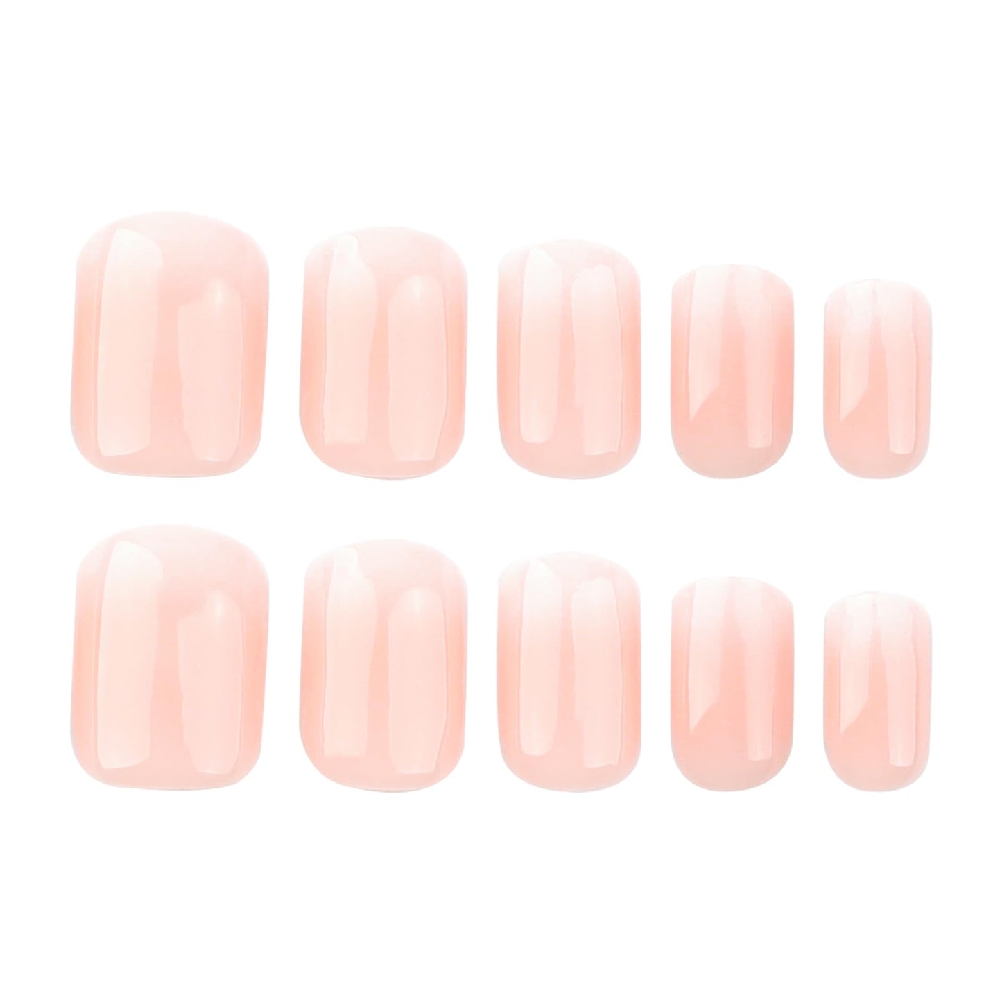 24Pcs Nude Press on Nails Short Square Acrylic Fake Ombre Glossy Gradation False Nature Stick on Full Cover Glue on for Women Girls Decoration