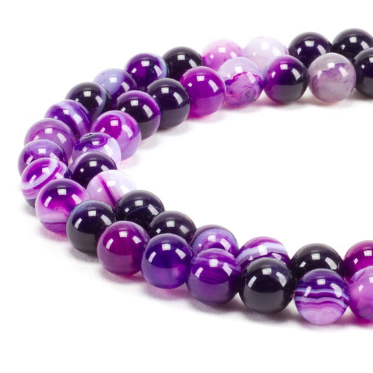 Cherry Tree Collection | 100PCS 6mm Lace Agate (Purple) Gemstone Round Beads for Jewelry Making | Includes Storage Box, Elastic String, and Needles