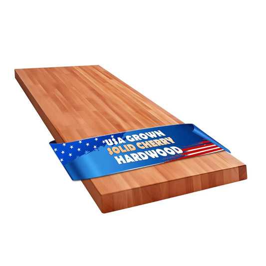 CONSDAN Butcher Block Counter Top, USA Grown Cherry Solid Hardwood Countertop, Wood Slabs for Kitchen, Reversible, Both Side Polished, Prefinished with Food-safe Oil, 1.5" Thickness, 42" L x 25" W