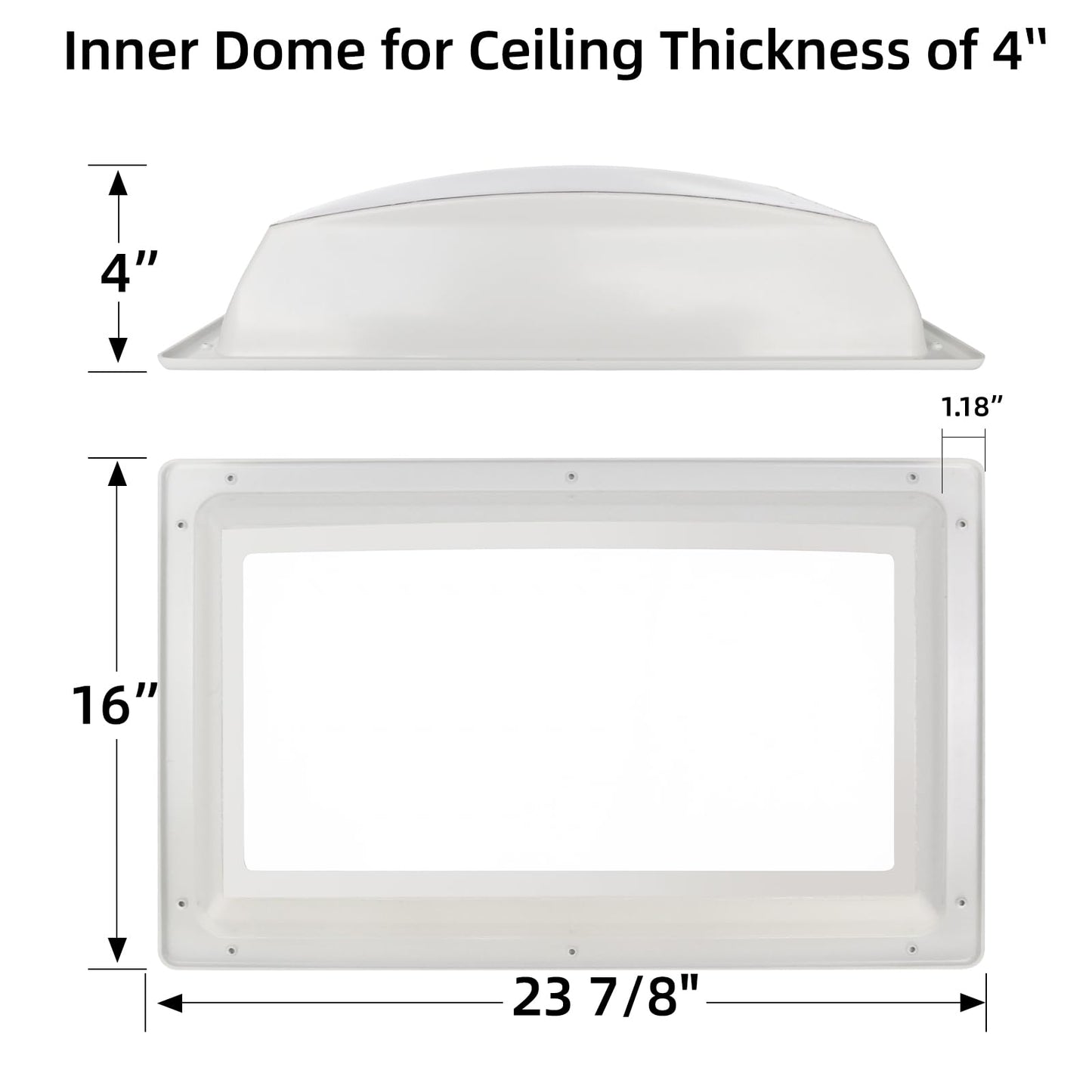 RV Skylight Replacement Bundle,18" x 26" RV Shower Skylight Cover Outer Dome Fit 14" x 22" Openings for Camper Motorhome Bathroom,Inner Dome with Window 14" x 22"+Polyurethane Adhesive Sealant,White