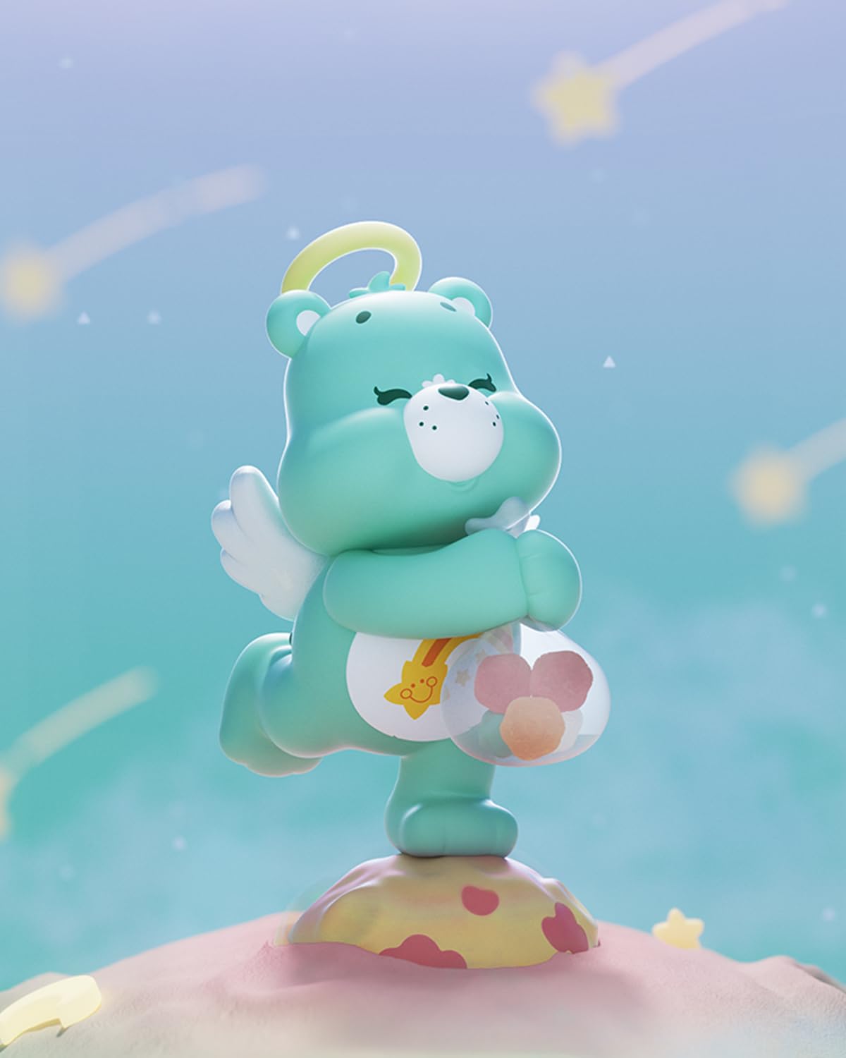 MINISO Care Bears Healing Planet Series Blind Box Soft Vinyl Toy Cute Mystery Animal Figurines, Collectible Surprise Gift Figure Model Random Design for Home Decor Birthday Gifts, Single Box