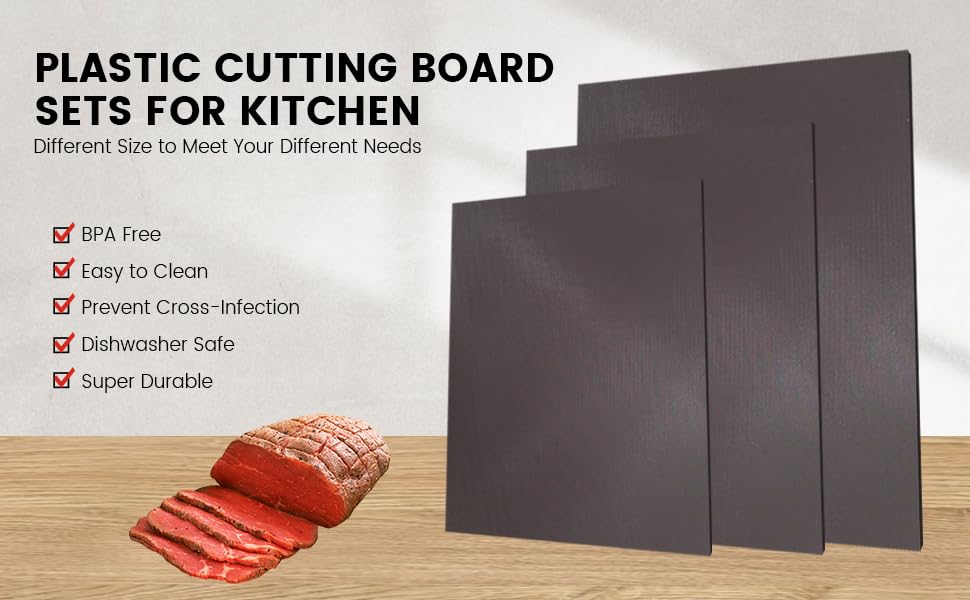 CMI Commercial Grade Cutting Board for Kitchens,Plastic Chopping Board, 18 x 24 x 1/2 Inch, Multi-Color 6 of Pack Set,NSF Certified,for Vegetable Meat or Cheese