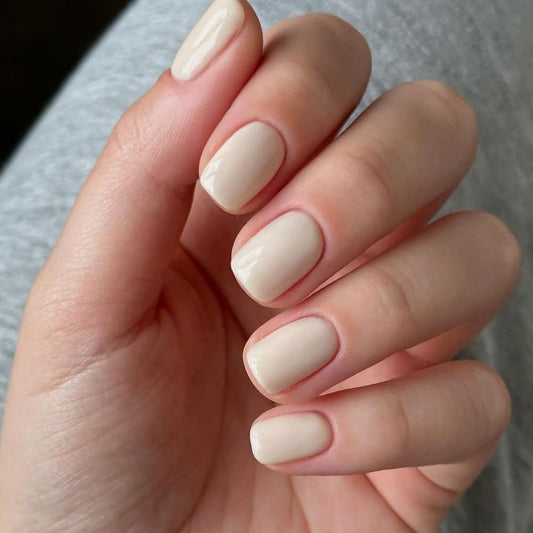 Stbisen Ivory Press On Nails Short Square, Glossy Acrylic Off White Fake Nails, Thick Reusable Glue On Nails, Perfect for Daily Wear, Offering a Refined Touch, 15 Sizes - 30Pcs