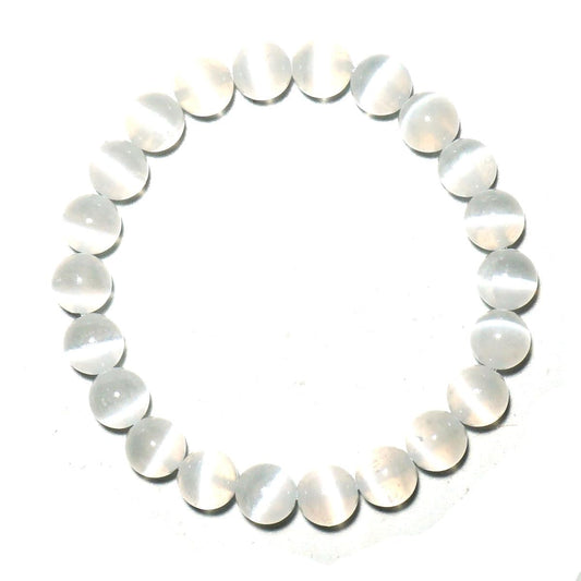 8MM Selenite Bracelets for Women Negative Energy Shield | Natural Cats Eye | Beautiful Crystal Jewelry to Cleanse and Charge Energy & Power | Must Have for Meditation