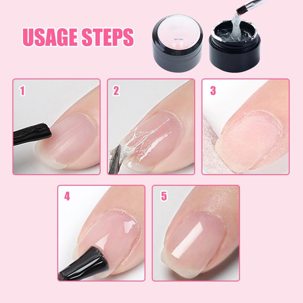Nail Re-pair Protection Gel, 2025 Upgraded Nail Repair Kit for Split Natural Nails, Instant Cracked Nail Re-pair Gel, Broken Nails Repair Kit for Natural Nails, Easy Quick Fix for Home Use (2pcs)