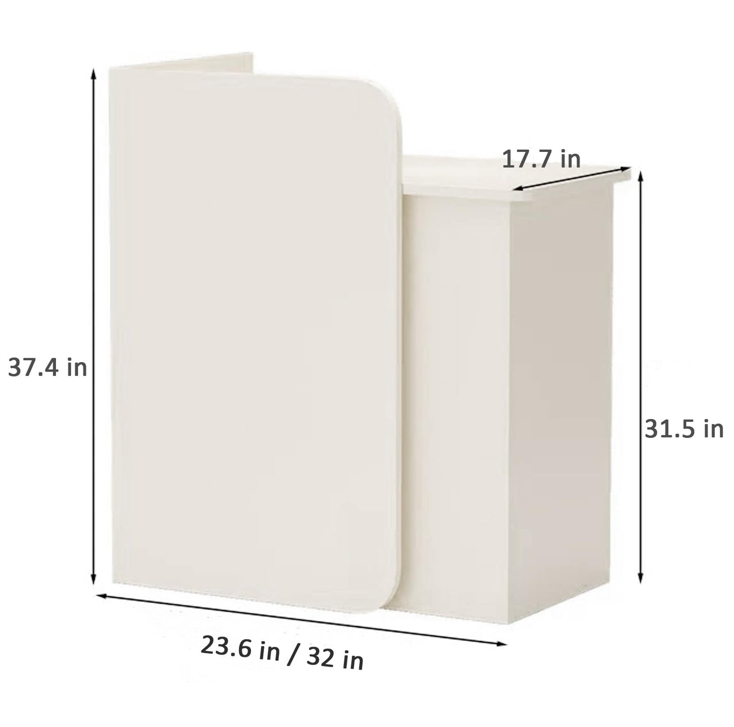 Small Reception Desk with Drawer, Compact Front Counter for Studio, Salon, Spa, Boutique — Modern Minimalist Check-in Table with Smooth Edge, Welcome Desk for Small Space (White, 23.6 in)