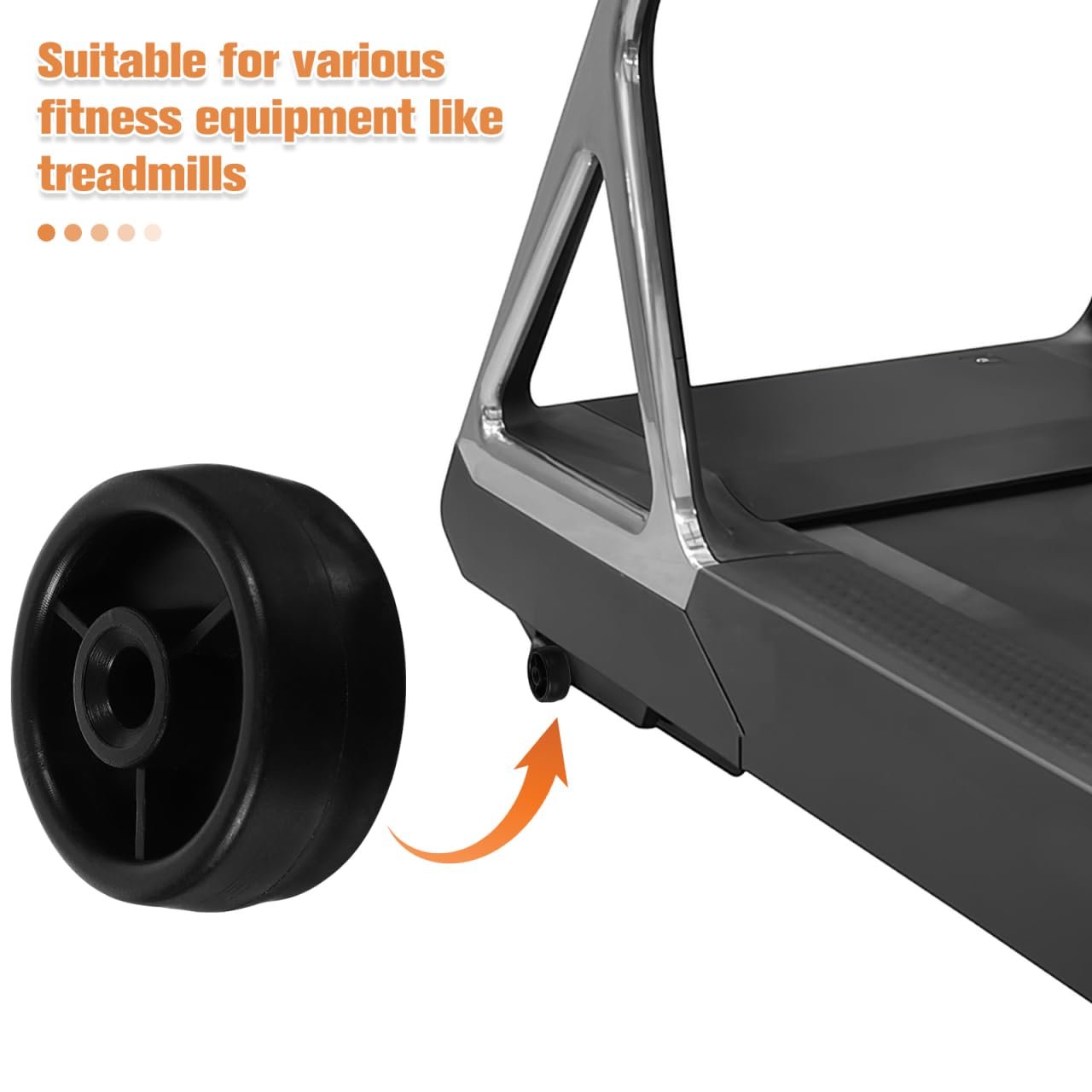 4pcs Gym Roller Wheels Replacement, Small Fitness Equipment Roller Casters Heavy Duty Plastic Exercise Wheels Compatible with Treadmills and Exercise Bikes for Gym Sports Accessories, 80MM Hole