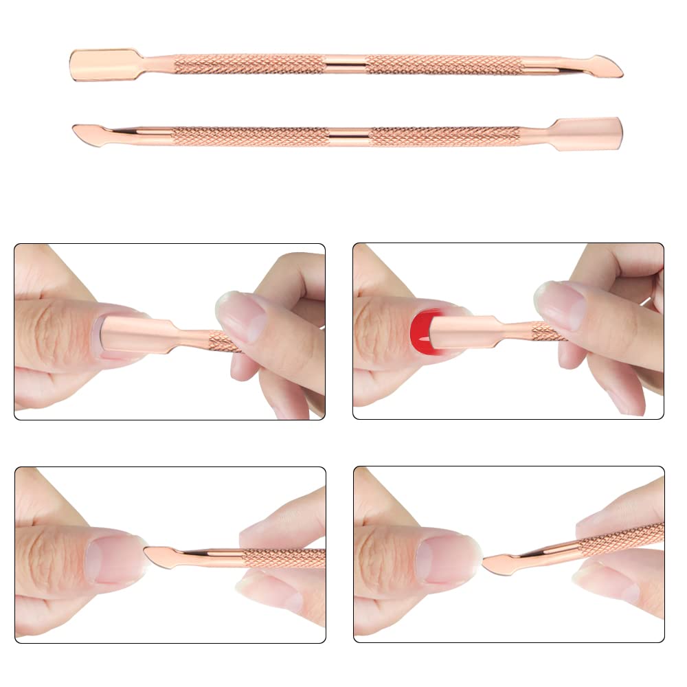 XINMEIWEN 8Pieces Cuticle Trimmer Cuticle Nipper Cuticle Remover Cuticle Cutter with Cuticle Pusher Stainless Steel Cuticle Cutter Clipper Nail Tools for Fingernails and Toenails (Rose Gold)