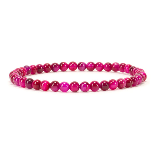 Cherry Tree Collection - Small, Medium, Large Sizes - Gemstone Beaded Bracelets For Women and Men - 4mm Round Beads (Pink Tiger's Eye, Small)