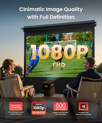 TCL A1s Smart Projector 4K Support, Google TV & Netflix Officially Licensed, WIFI and Bluetooth, Auto Focus Keystone, Native 1080p, 16W Dolby Audio, Movie Projector for Home Theater with Portable Case