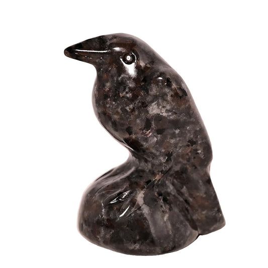 DZJXBZhu Flame Stone Crystal Raven Statue 2" Natural Crystal Crow Figurine Healing Stone Raven Halloween Decor Office Home Decor Gift Collect