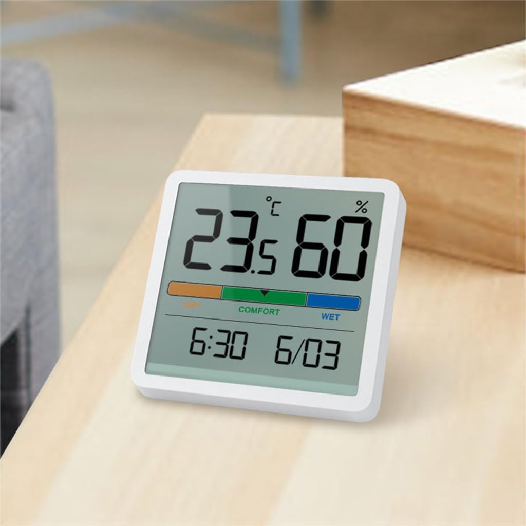 PNAWLLCF-65 Purpose Digital Temperature and Humidity Meter Clock Household Indoor Kitchen Refrigerator