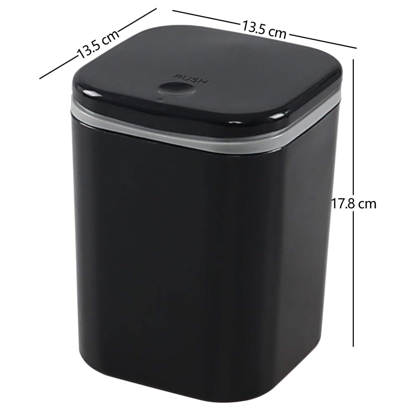 Julyeen 0.5 Gallon Mini Trash Can with Lid, Small Garbage Container Bin for Desktop, Tabletop, Coffee Table or Countertop (Black)