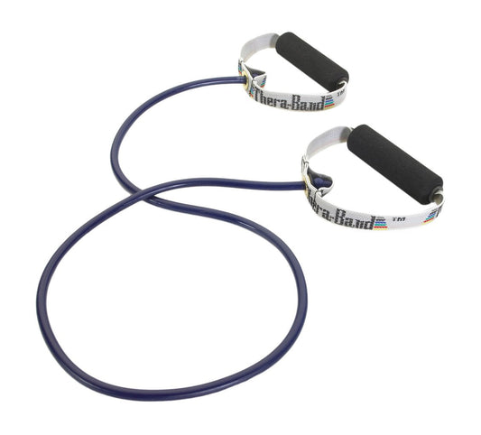 Theraband 13080 Professional Latex Resistance Tubing with Handles for Physical Therapy, 50" Length, Black, Extra Heavy, Blue