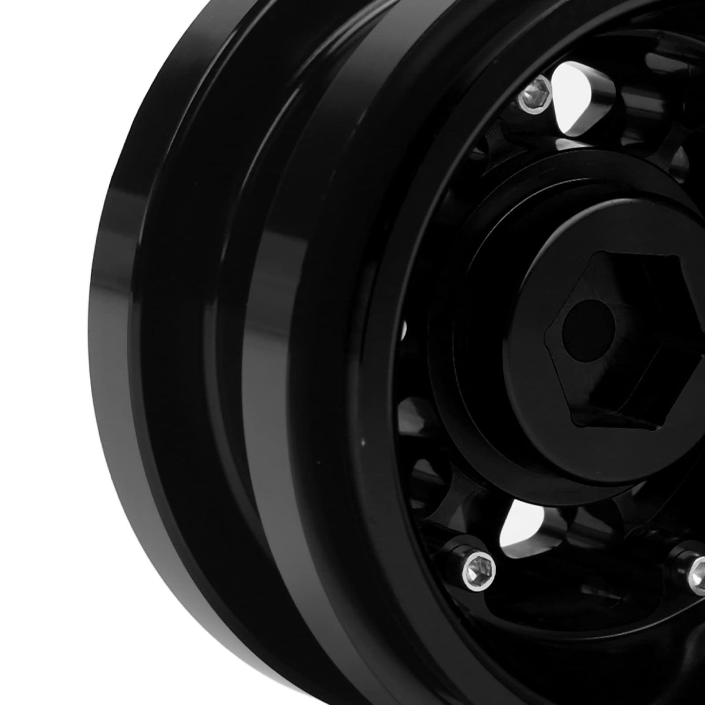 4 PCS 2.9 Inch Wheels 12 Hole Alloy Wheels, 1/6 Car Wheels for AXAIL SCX6 1/6 Car(Black)
