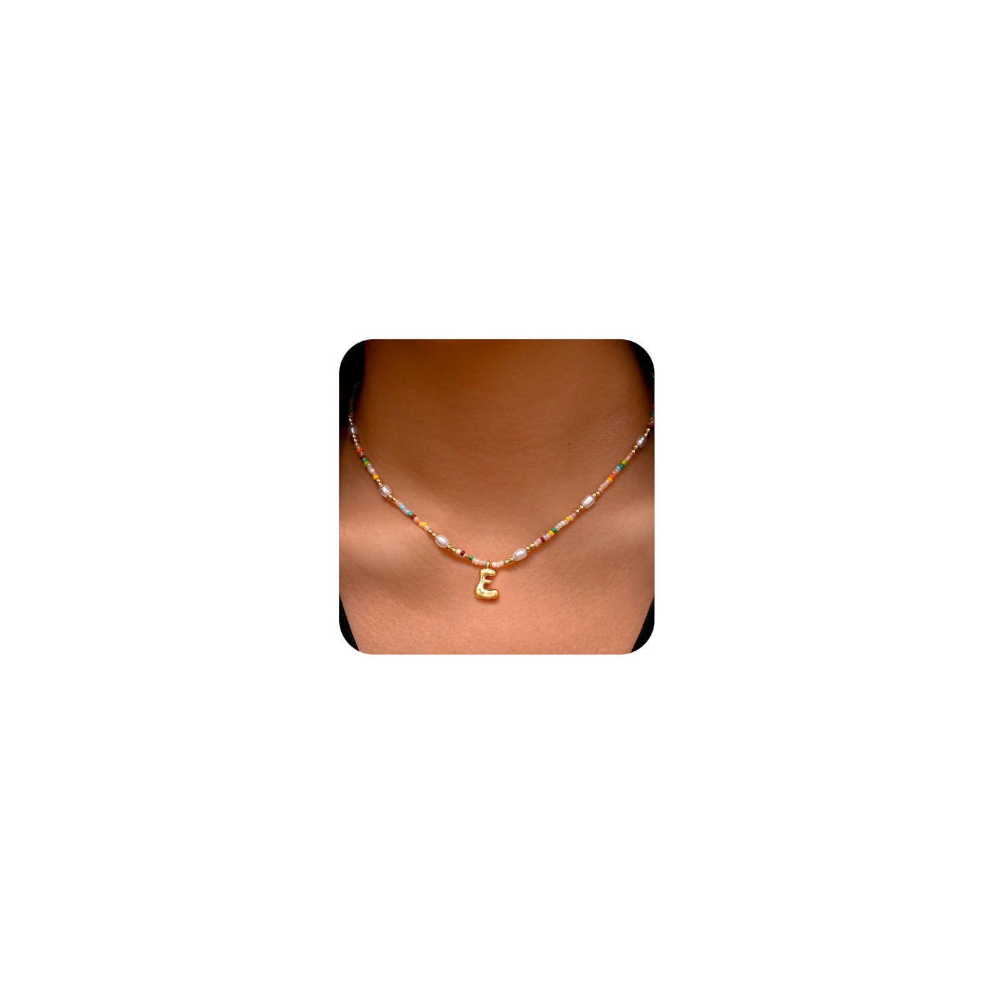 Ritach Initial Necklace for Girls Gifts - Letter Necklaces Bubble Gold Initial E Necklace for Girls Women Beaded Necklaces for Women Girl Jewelry for Little Girl Gifts