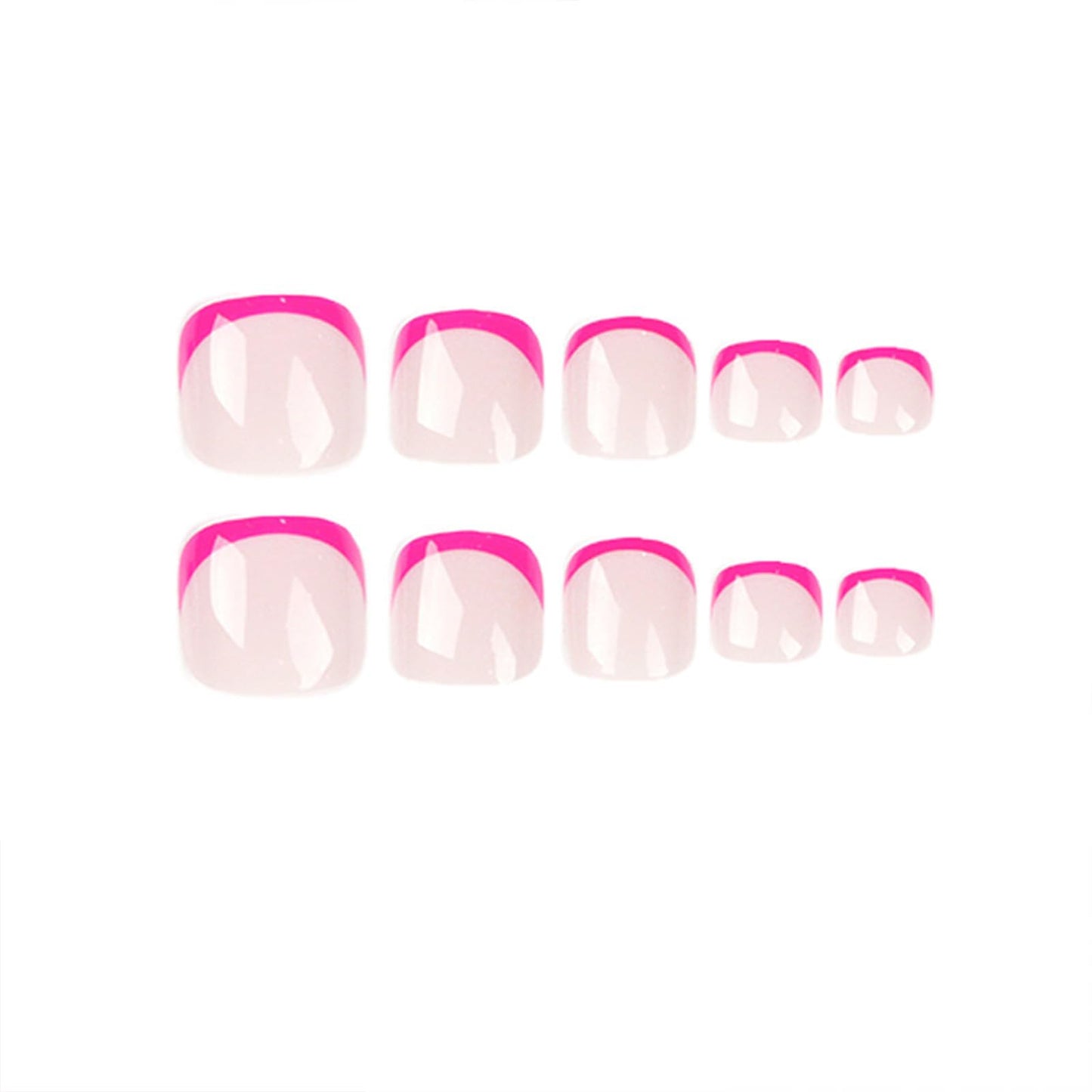 Press on Toenails French Tip Fake Toe Nails Pink False Toenails Glossy Full Cover Acrylic Glue on Toenails with Designs Summer Toe Press on Nails Artificial Stick on Toenails for Women Manicure 24Pcs
