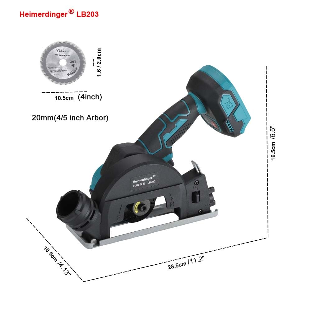 4" Cordless Circular Saw & Mini Angle Grinder 2-in-1 – Brushless Motor, 3-Speed, Reversible, 4000mAh Battery, Compatible with Makita 18V – Cuts Wood, Metal, Tile, Plastic