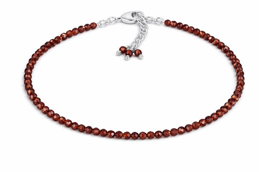 Gempires Red Garnet Dainty Bracelet for Women | Handmade 2.5 mm Faceted Beads | Minimalist Stacking Jewelry | Adjustable Lightweight Design | January Birthstone Gift