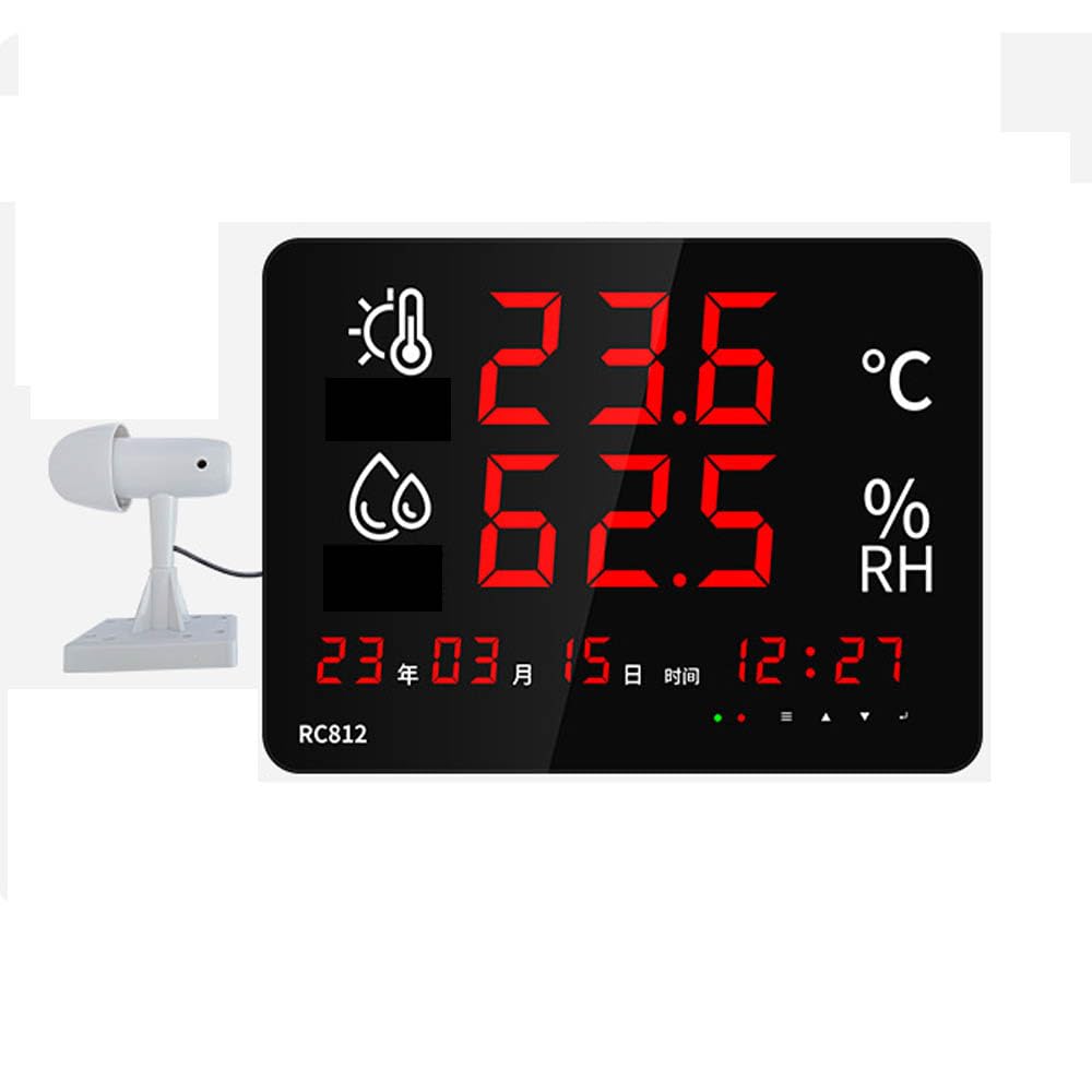 oiakus Digital Thermometer Hygrometer, Upper and Lower Limit Alarm, External Rainproof Probe, -40～80℃, 0~99% RH, Long Range Visualization, for Home, Classroom, Industrial Use