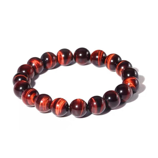 10MM Red Tigers Eye Bracelets for Women Men, Fits for 7.5" Wrist, Talisman of Good Luck & Wealth | Root Chakra Crystal | Gemstones of Passion Courage | Handmade Stretch Jewelry choice